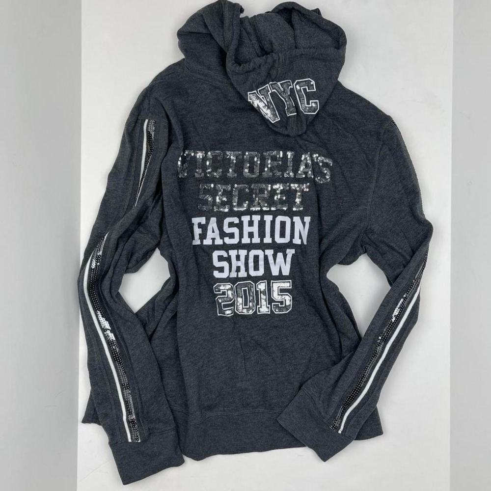 VTG Y2K Victoria's Secret Bling Zip Hoodie Rare Sequin Women's XL Fashion Show